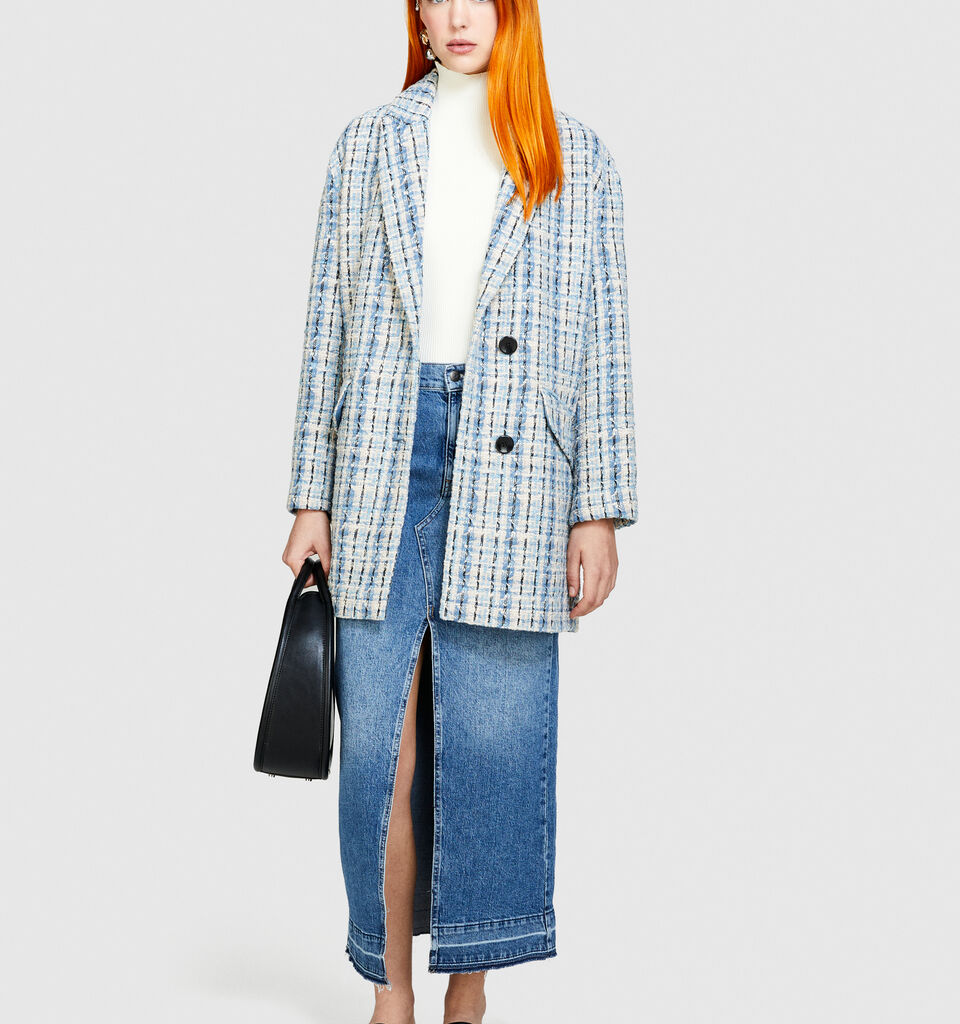 Yarn dyed bouclè jacket - women's jackets - Light Blue | Sisley image number 1